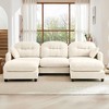 3-Seater Beige Modular Chenille Fabric Sectional U Shaped Couch With 2 Ottomans and 2 Throw Pillows for Living room - 2 of 4
