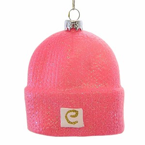 Cody Foster 3.0 Inch Hipster Beanie Pink Christmas Tree Ornament , Knit Look Glass Christmas (1PC) - 1 of 4