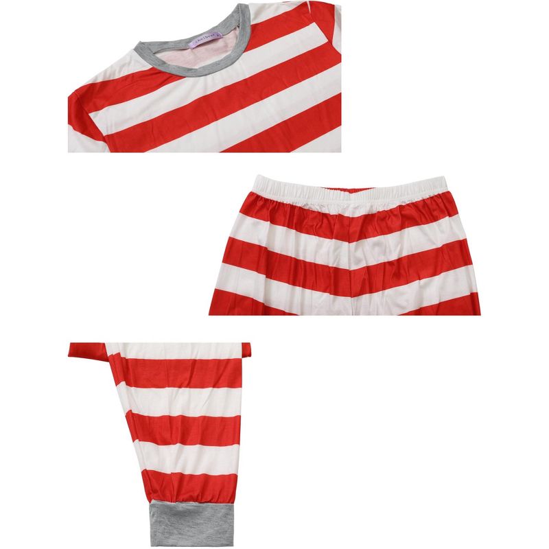 cheibear Striped Winter Xmas Christmas Family Matching Sleepwear Set Red-Stripes, 4 of 5