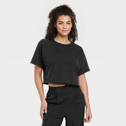 THE GYM PEOPLE Women's Workout Crop Top T-Shirt Short Sleeve Boxy Yoga  Running Cropped Basic Tee Black : : Clothing, Shoes & Accessories