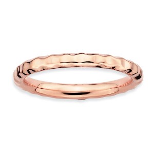 Black Bow Jewelry 2.25mm Stackable 14K Rose Gold Plated Silver Hammered Band - 1 of 4
