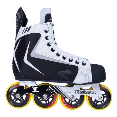 Alkali Hockey RPD Lite Adult Inline Roller Hockey Skates with 80mm Wheels and ABEC 7 Bearings, Skate Size 6, Shoe Size 7-7.5, Black and White