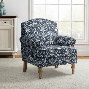 Yahweh Wooden Upholstered  Floral Pattern Design Armchair with Panel Arms and Camelback  | ARTFUL LIVING DESIGN - 1 of 4