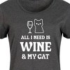 Women's - Instant Message - All I Need Wine Cat Graphic T-shirt Dress - 2 of 4