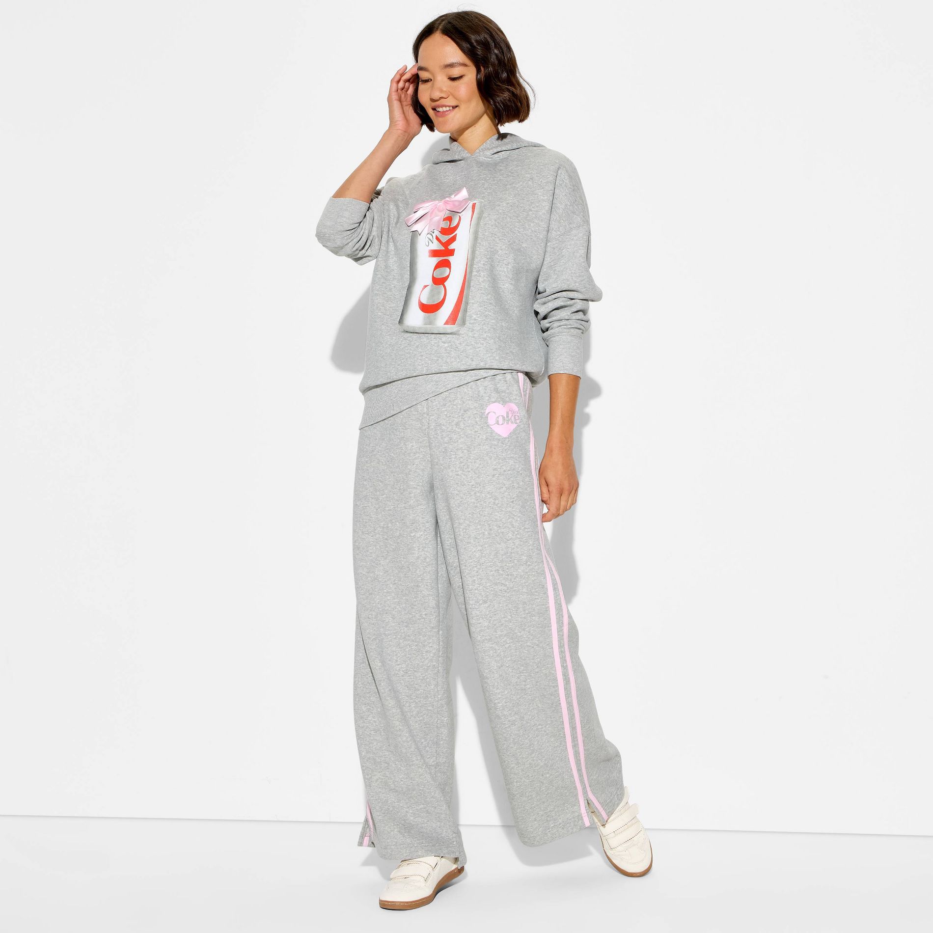 Women's Diet Coke Bow Graphic Sweatpants - Gray