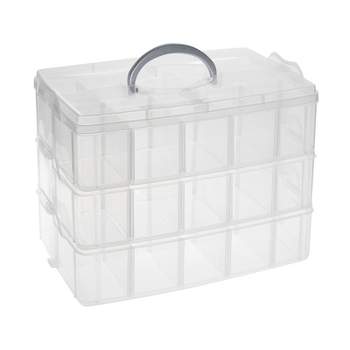 Sunxenze 12 Three-Layer Clear Plastic Storage Box/Tool Box/Sewing Box Organizer, Multipurpose Organizer and Portable Handled Storage Case for Art