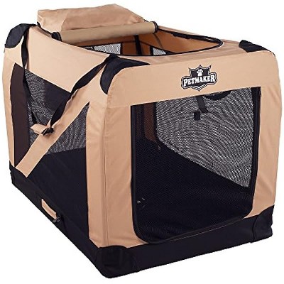 PETMAKER Portable Soft Sided Pet Crate, 42" x 28", Khaki