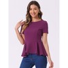 INSPIRE CHIC Women's Short Sleeve Round Neck Stretch Business Classic Peplum Top - 4 of 4