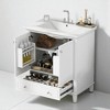 30" Freestanding Bathroom Vanity with Sink, White Solid Wood & MDF Cabinet with Drawer, Adjustable Shelf, Ceramic Top - 3 of 4