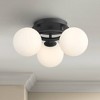 Possini Euro Design Jevan Modern Industrial Ceiling Light Semi Flush Mount Fixture 18" Wide Black 3-Light LED Globe White Glass for Bedroom Kitchen - 2 of 4