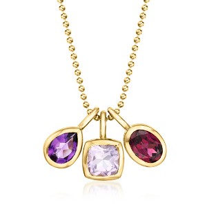 Ross-Simons 1.60 ct. t.w. Tonal Amethyst and .90 Carat Rhodolite Garnet 3-Pendant Necklace in 18kt Gold Over Sterling Size 18 - 1 of 3