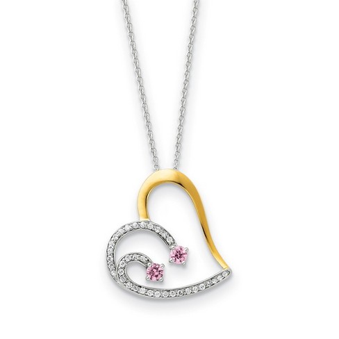 Black Bow Jewelry Rhodium & Gold Tone Plated Silver & CZ Forever by Your Side Necklace - image 1 of 4