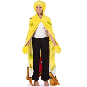 SpongeBob SquarePants Hooded Blanket with Attached Hood and Pockets 50" X 60" Multicolored - 1 of 4