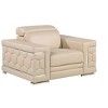 HomeRoots 47" Beige and Silver Genuine Leather Club Chair - 4 of 4