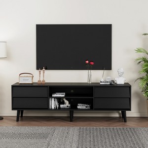 TiramisuBest Vintage Bevel TV Stand with Drawers Solid Wood Legs Entertainment Center Media Console for Living Room Bedroom - 1 of 4