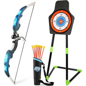 2-Pack LED Light Up Archery Set for Kids, 20 Arrows with Standing Target & Quivers, Indoor/Outdoor Birthday Gift for Ages 3-12 - 1 of 4