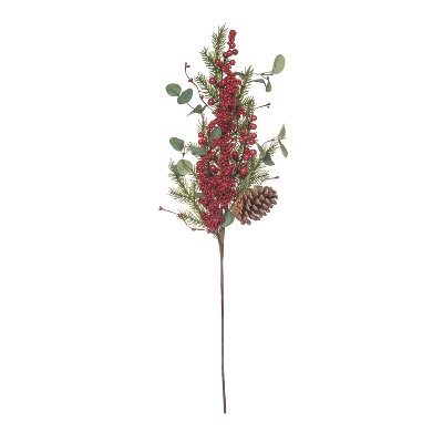 Transpac Artificial 32 in. Multicolor Christmas Twig Berry with Eucalyptus Spray
