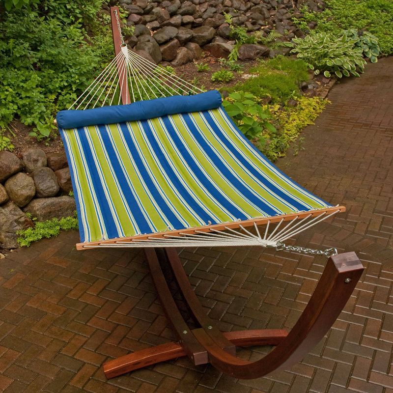 Algoma 13' Reversible Quilted Hammock with Matching Pillow - Aarondace Ocean Stripe, 4 of 5