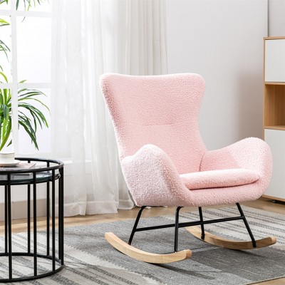 Upholstered Rocking Accent Chair With High Backrest And Armrests   GUEST 216bd0f0 D4f3 483b 9a87 C5de94850081