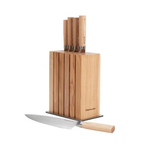 KitchenAid Premium 6pc Ash Wood Block Knife Set: Stainless Steel Blades, Forged Construction, Hand Wash, Lifetime Warranty - 1 of 4