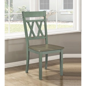 PAGED Set of 2 Dining Chairs, Classic Living Room Chairs, Wood Kitchen Chairs with 2-Tone Finish and Double X-Back for Kitchen - 1 of 4