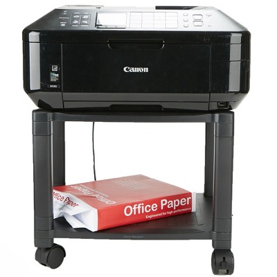 Black Adjustable Height Mobile Printer Cart with 3 Shelves