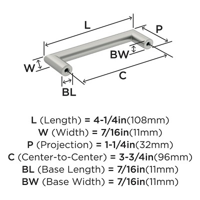 Satin Nickel 4.25" Modern Brushed Cabinet Bar Pull