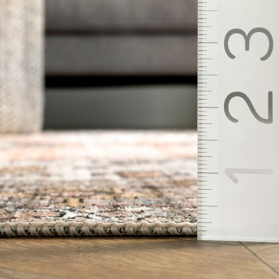 Peach Medallion 6' x 9' Washable Synthetic Area Rug