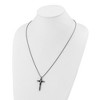 Chisel Stainless Steel Antiqued and with Black Crystal Small Cross Pendant on a 24" Box Chain Necklace - 4 of 4