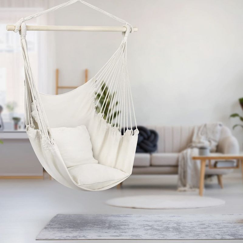 Sorbus Hanging Rope Hammock Chair Swing Seat for Any Indoor or Outdoor Spaces- Max. 265 Lbs -2 Seat Cushions Included, 2 of 10