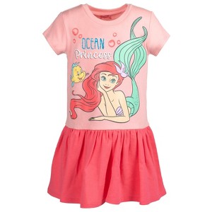 Disney Frozen Elsa Anna Moana Princess Rapunzel Jasmine Belle Girls French Terry Dress Toddler - 1 of 4