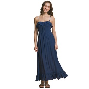 Slickblue Women's Smocked Waist Maxi Dress with Ruffle Detailing, Summer  Dress for Brunch or Vacation, Navy, S : Target