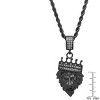 Steeltime 30" Men's stainless steel and simulated diamonds lion's head with crown pendant. Color Options: Silver, Gold, Black - 3 of 4