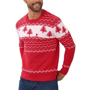 Coolmee Mens Ugly Christmas Sweater Pullover Long Sleeve Crew Neck Tree Print Soft Knitted Sweaters - 1 of 4