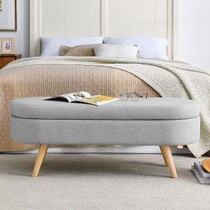 NicBex 43.5 Inch Ottoman Bench with Wooden Legs, Modern Oval Storage Bench for Living Room, Bedroom, Entryway, Load 250 lb - 1 of 4