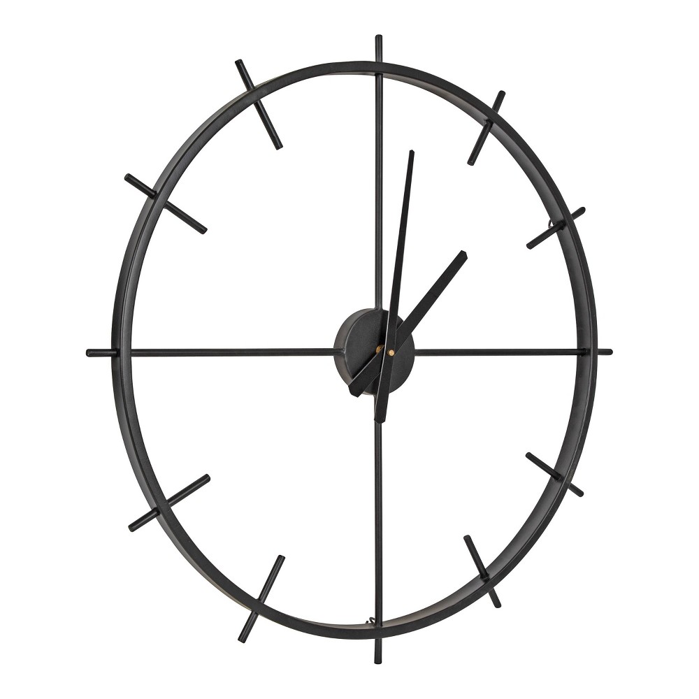 Photos - Wall Clock 26" x 26" Isaac Metal  Black - Kate & Laurel All Things Decor