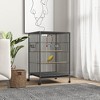 PawHut Metal Bird Cage with Stand for Parrots, Lovebirds, Finches, Large Bird Cage with Swing, Stained Steel Bowls, Removable Tray, Gray - image 3 of 4