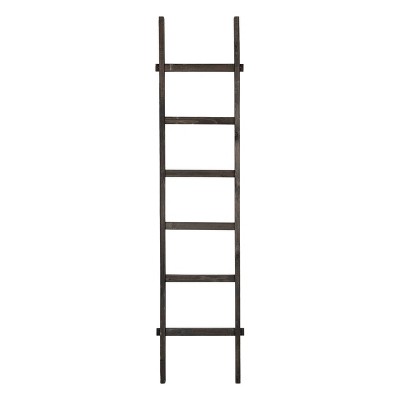 Storied Home Wood Blanket Ladder Black: Fir Wood 6-Rung Decorative Wall Ladder, No Assembly Required