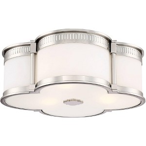 Minka Lavery Modern Ceiling Light Flush Mount Fixture 16 1/4" Polished Nickel Dimmable LED Etched White Glass for Bedroom Kitchen - 1 of 3