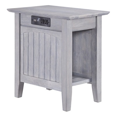 Driftwood Rectangular Eco-Friendly Hardwood End Table with USB Ports