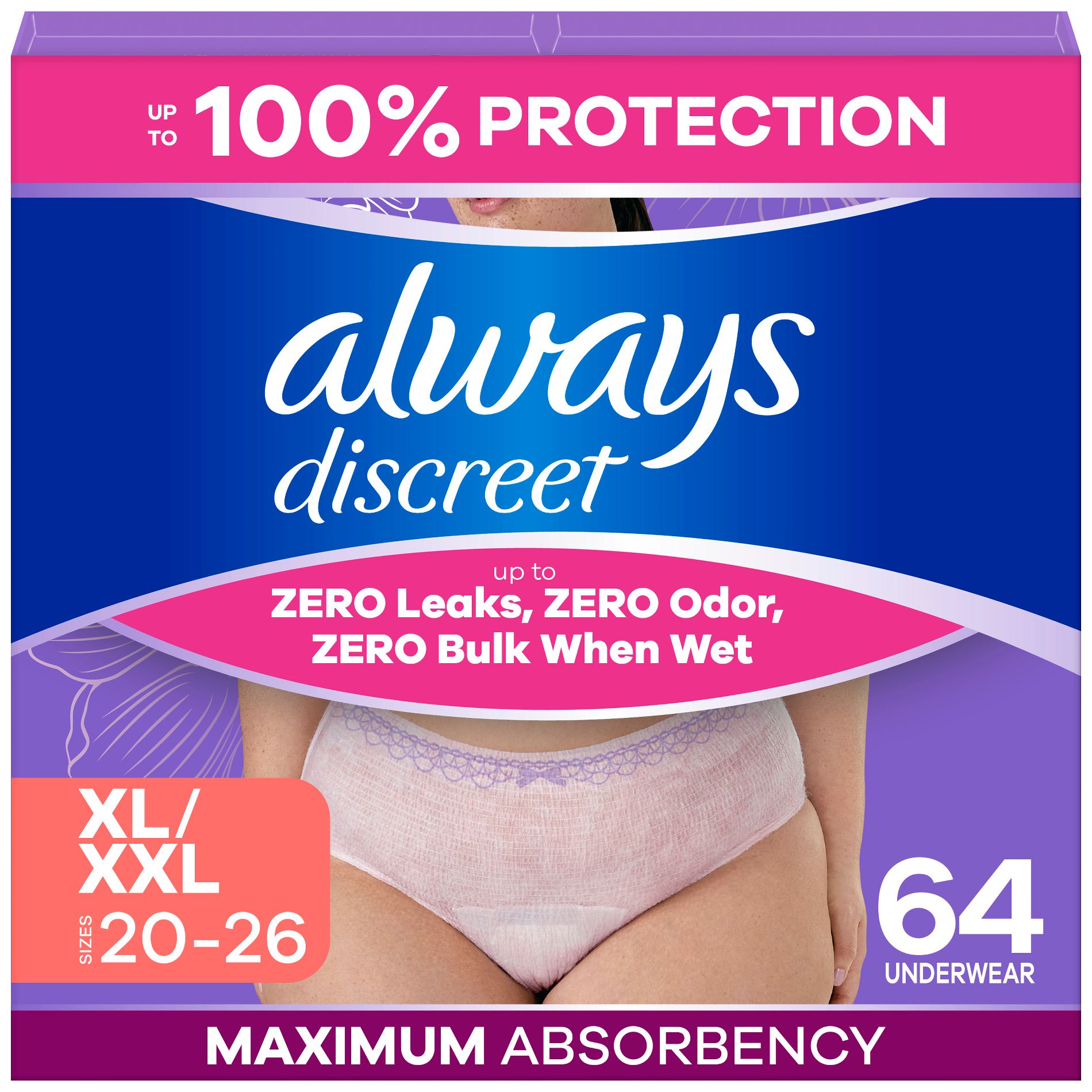 Always Discreet Adult Postpartum Incontinence Underwear for Women - Maximum Protection