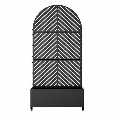 Lirago Metal Planter Box privacy screen Garden Bed with Trellis and Wheels - Black- 6 ft. H x 3 ft. W