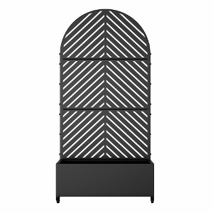 Lirago Metal Planter Box privacy screen Garden Bed with Trellis and Wheels - Black- 6 ft. H x 3 ft. W - 1 of 4