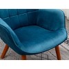 CAVINAS Velvet Tufted Accent Chair Set with Ottoman,Diamond Button Wingback Chair Matching Footstool,Rubberwood Frame Living Room Seating - 3 of 3