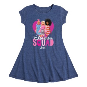 Girls' - Barbie - Valentine's Squad Fit & Flair Cap Sleeve Dress - 1 of 3