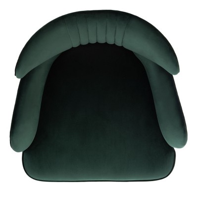 Transitional Forest Green Velvet Wingback Accent Chair with Gold Accents