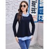 Clearlove Women's Casual Contrast Collar Shirt Long Sleeve Slim Fit Tunics Top - 3 of 4