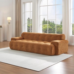 88" Cloud 3-Seater Sofa, Chenille Upholstery, Button Tufted, Modern Square Arm Couch-- Frevyn - 1 of 4