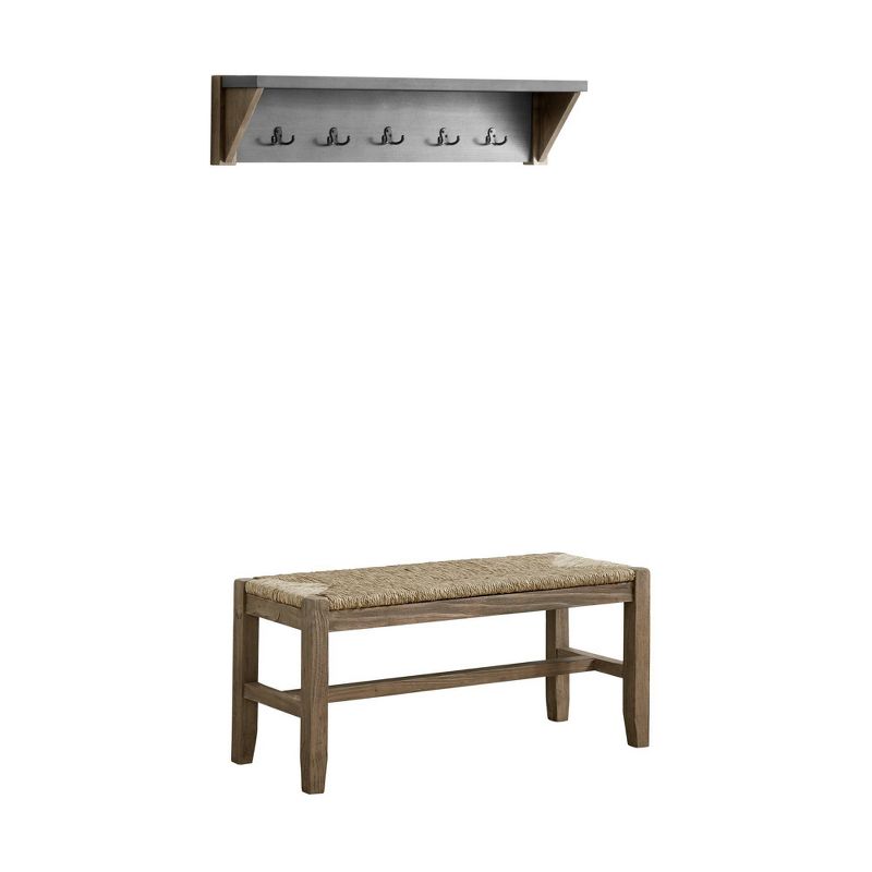 40&#34; Davenport Coat Hook with Shelf and Rush Bench Set Light Amber - Alaterre Furniture, 1 of 7