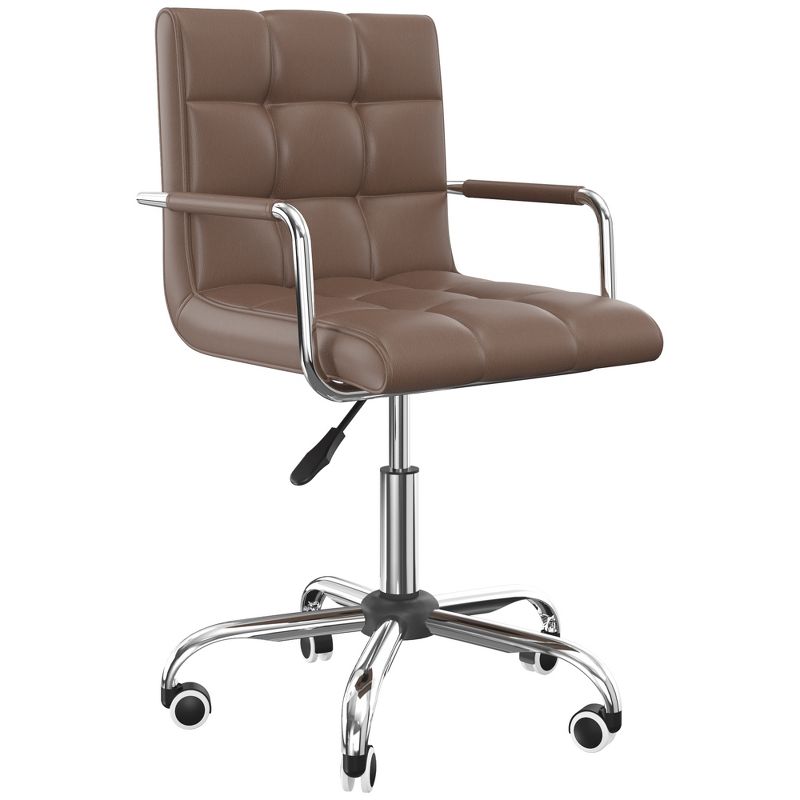 HOMCOM Modern Computer Desk Office Chair with Upholstered PU Leather, Adjustable Heights, Swivel 360 Wheels, 4 of 9